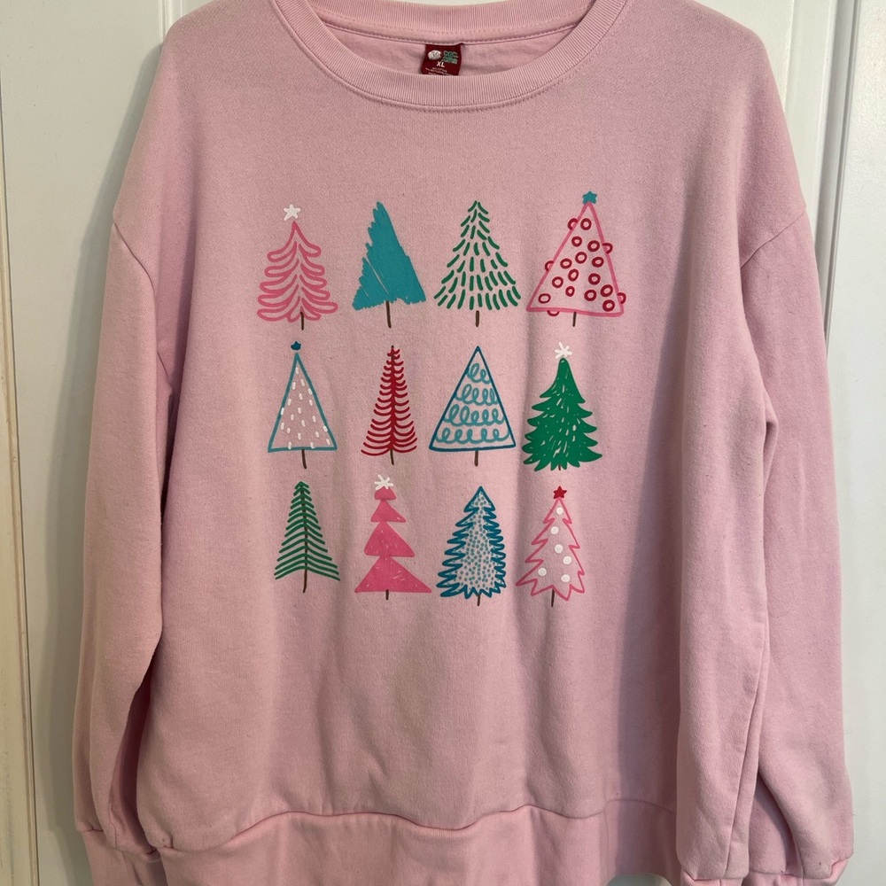 Festive Pink Tree Sweater